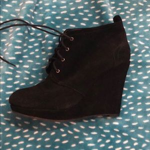 Black suede wedges